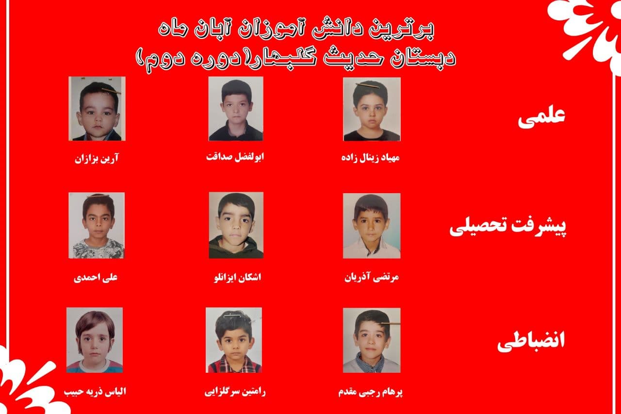 اسامی دانش آموزان برتر آبان ماه (دوره دوم)